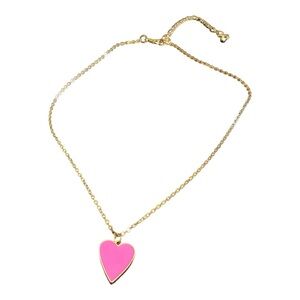16-20" Adjustable Necklace with Pink/Gold Tone Heart Pendant Gold Tone Women